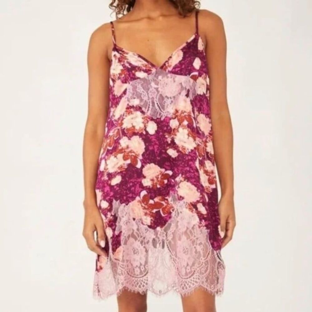 Intimately Free People Sunfade Floral Lace Trim Slip Dress Medium